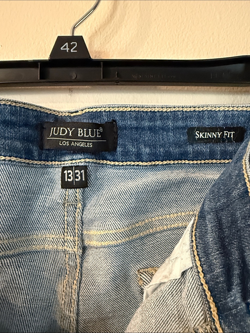 The Madison Judy Blue Light Wash Distressed Skinny Jeans - Picture 9 of 14
